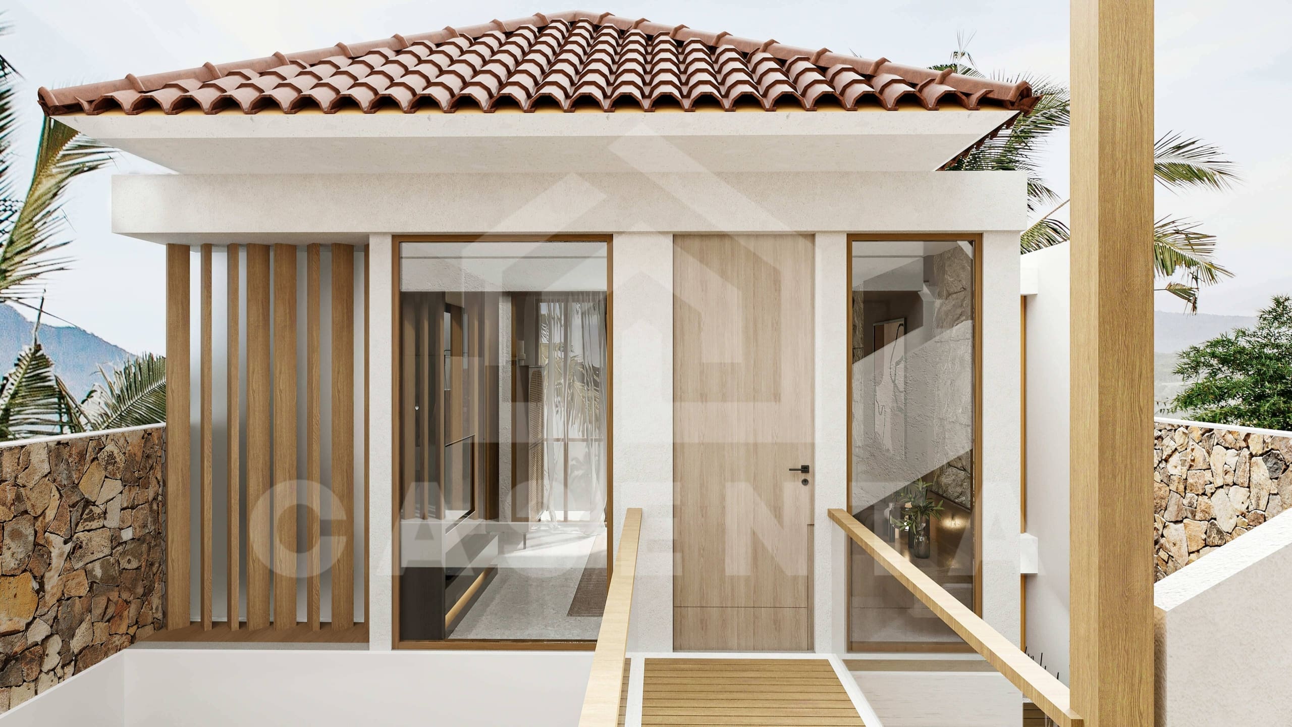 Access to bedroom inside a beautiful villa in Bingin