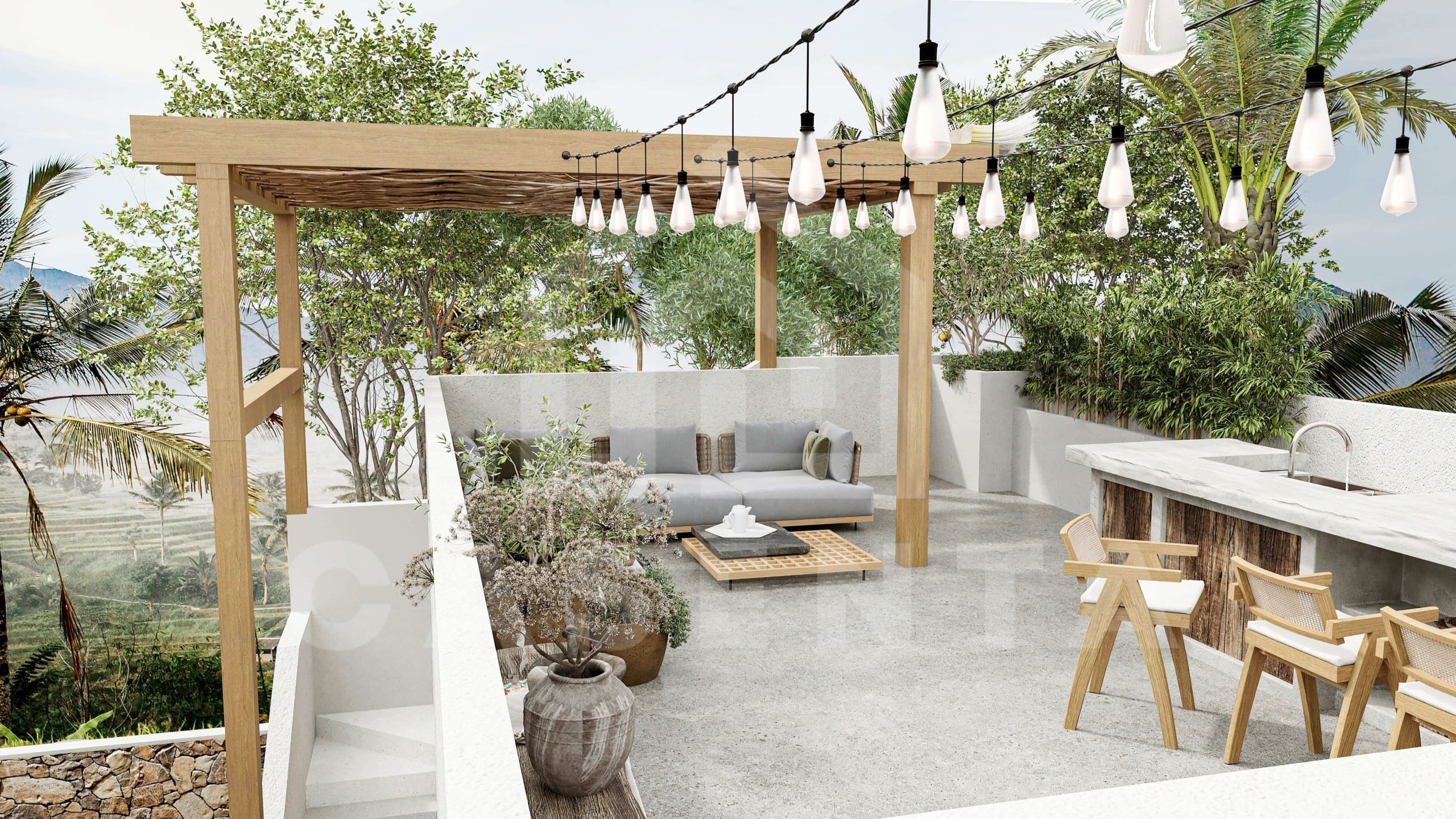 Rooftop lounge inside a beautiful 2 bedroom villa in Bingin