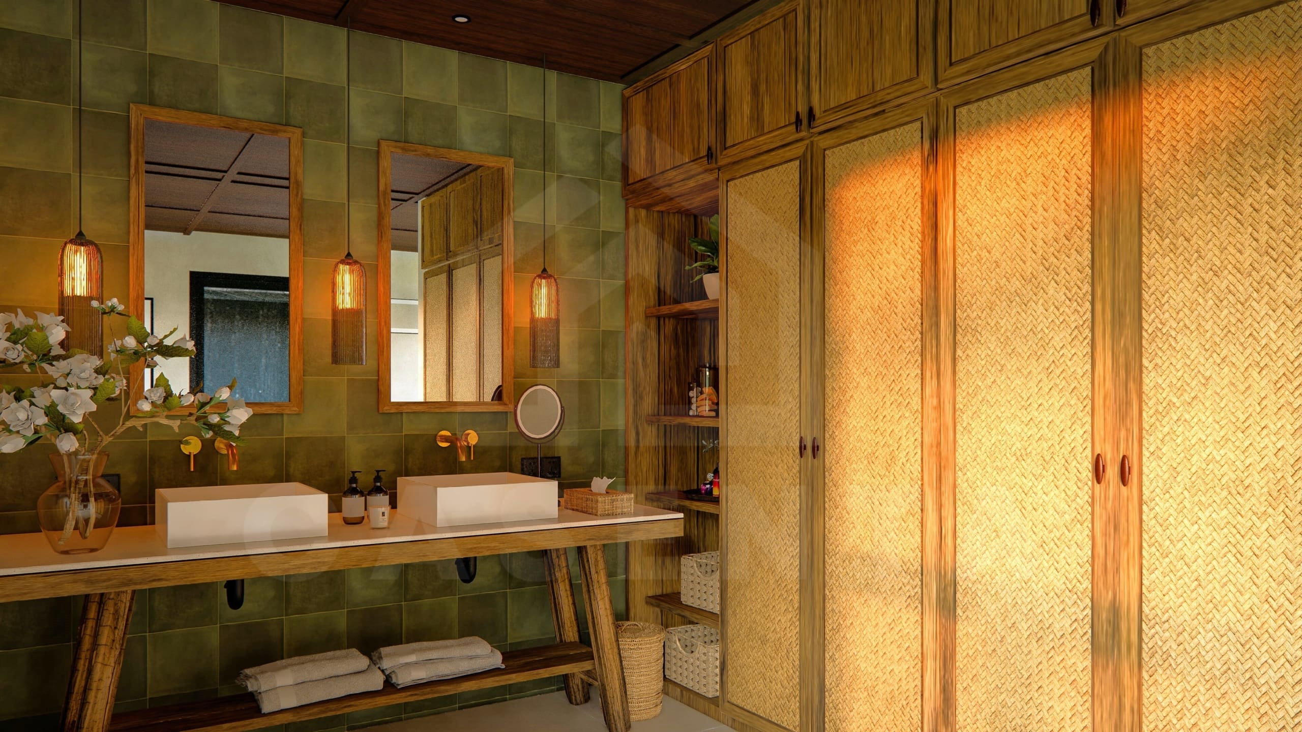 Wardrobe inside 3 bedroom riverfront villa in Ubud