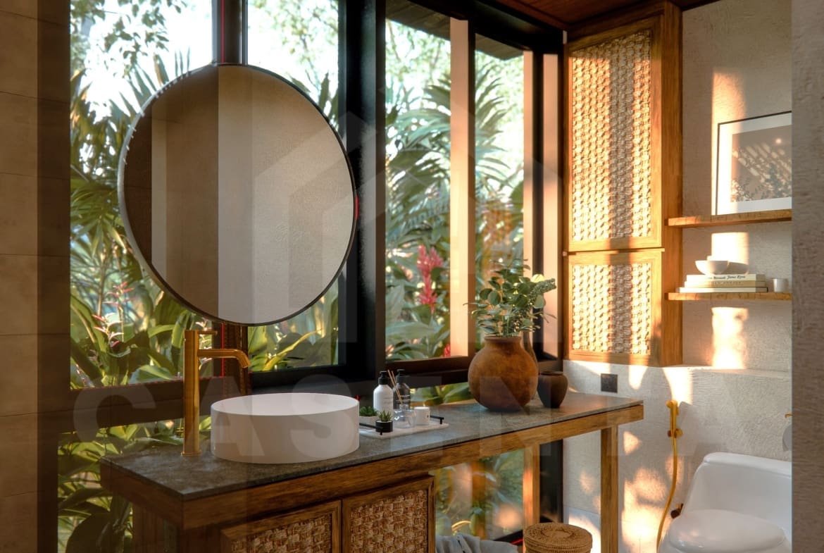 Bathroom inside 3 bedroom riverfront villa in Ubud