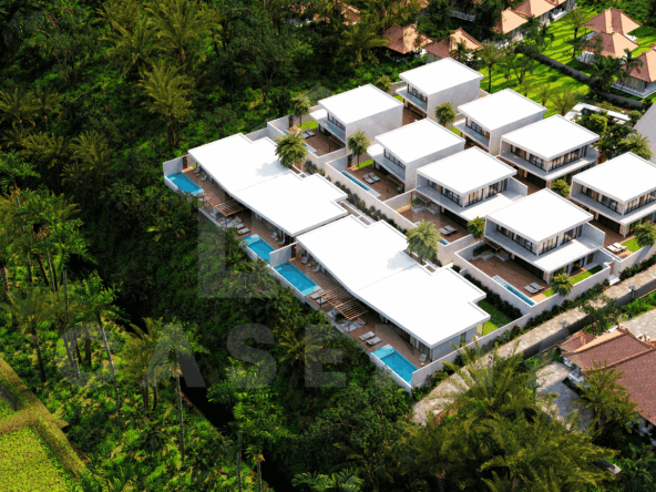 Aerial view of stylish 3 bedroom villa in Ubud