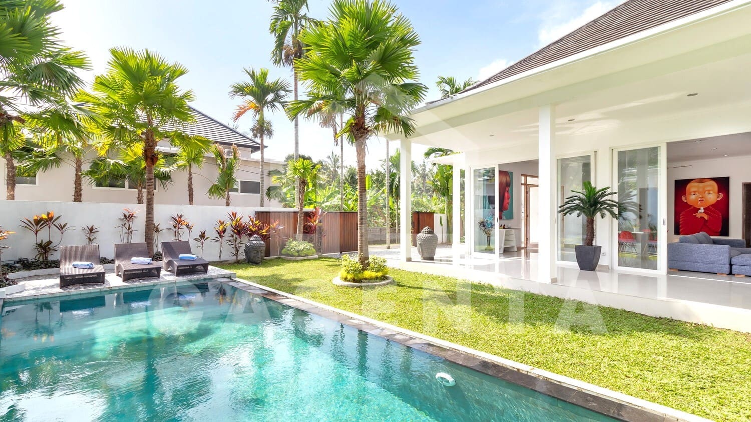 Outdoor area inside beautiful 3 bedroom villa in Ubud