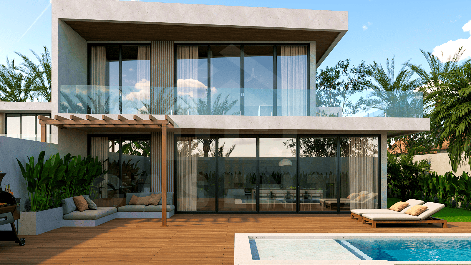 Facade of stylish 3 bedroom villa in Ubud