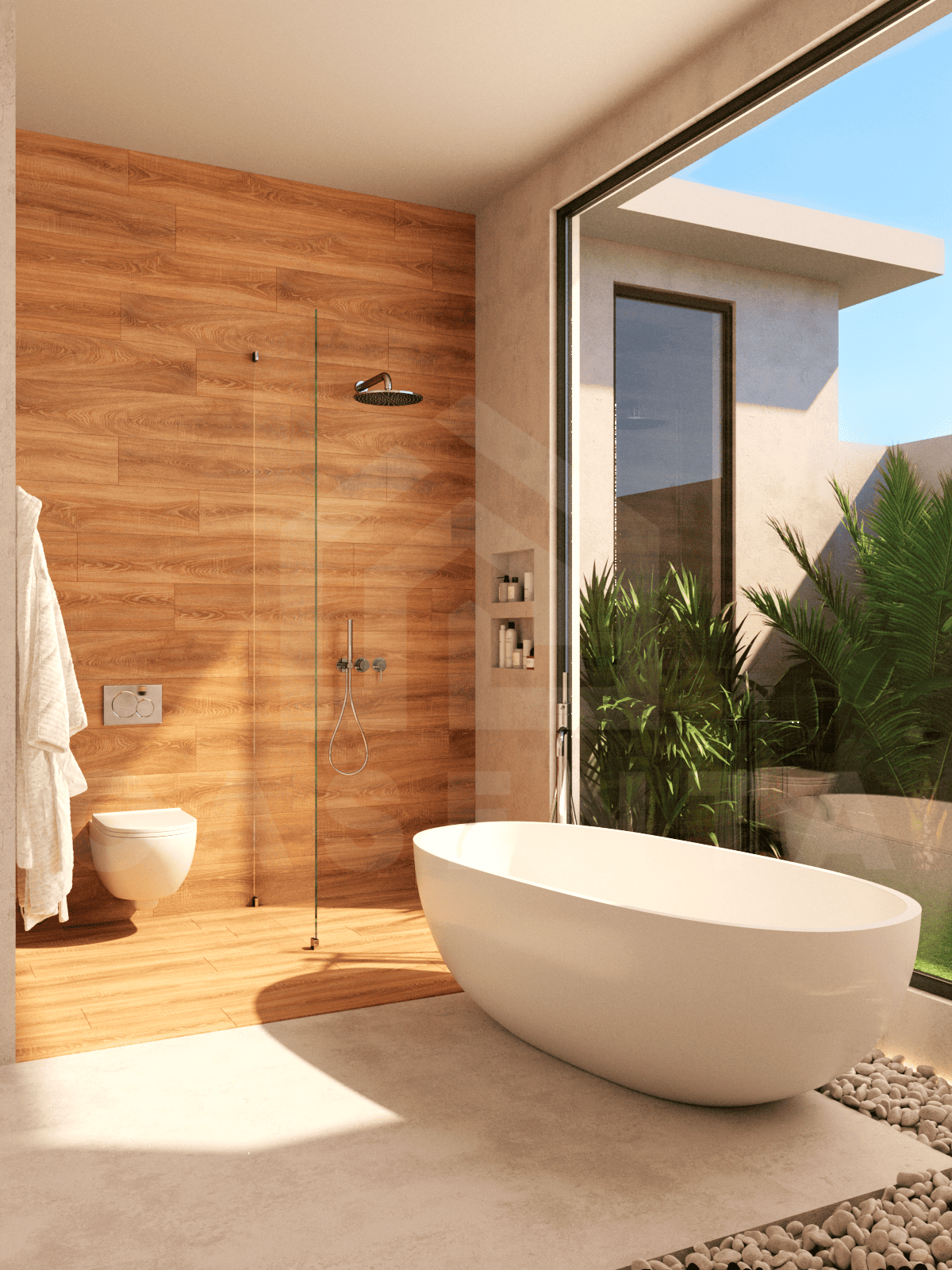 Bathroom inside stylish 3 bedroom villa in Ubud