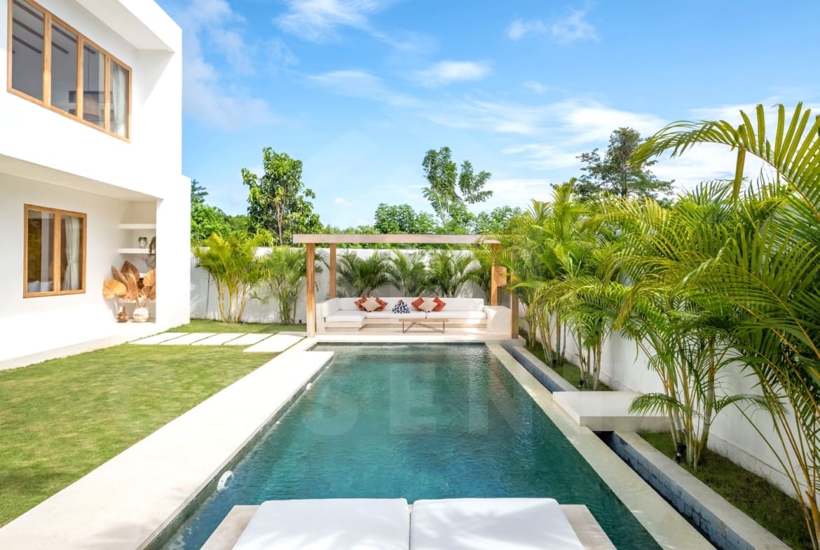 Outdoor area inside 3 bedroom villa for investment in Bingin