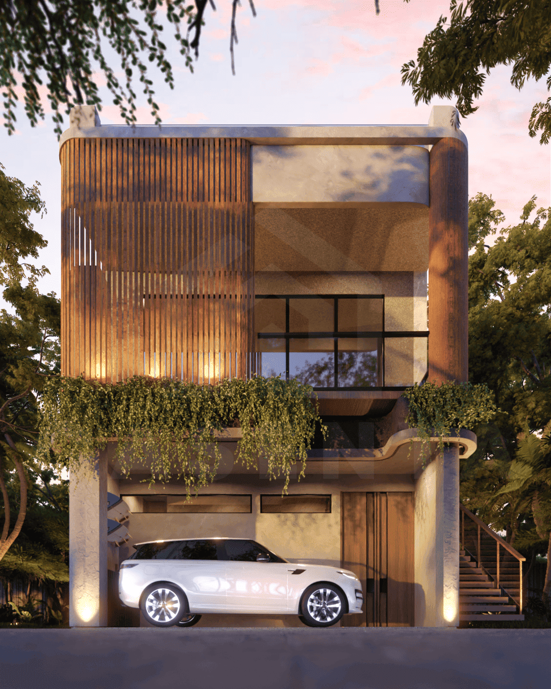 Facade of stylish apartment in Uluwatu