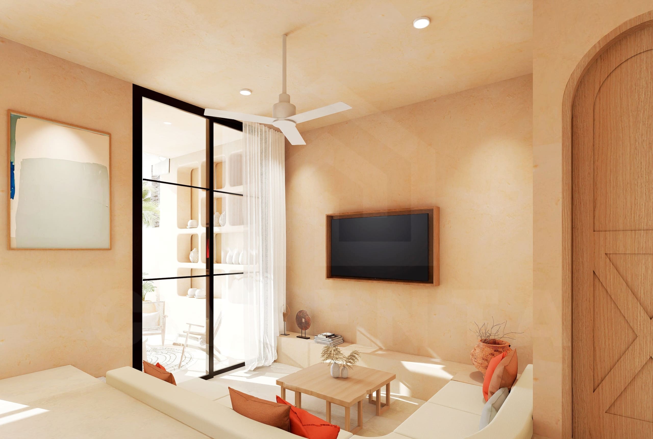 Living area inside tasteful 3 bedroom in Uluwatu