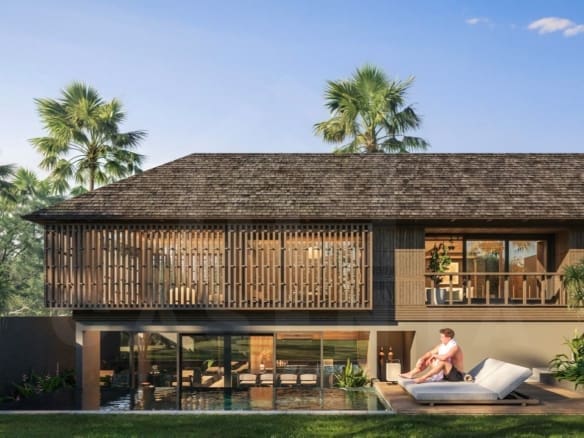 Outdoor area inside modern Balinese villa in Ungasan