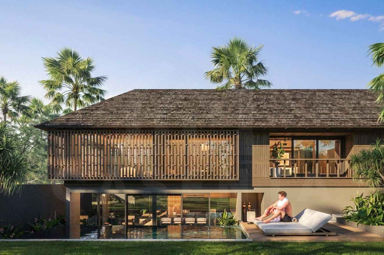 Outdoor area inside modern Balinese villa in Ungasan