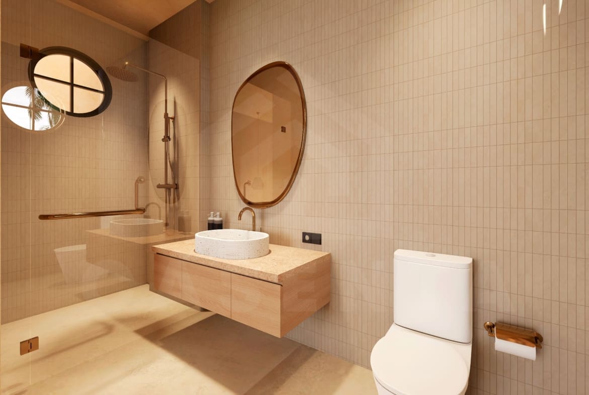 Bathroom inside tasteful3 bedroom villa in Uluwatu