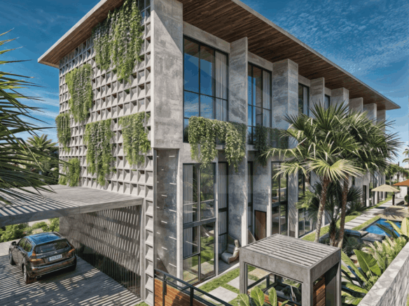 Outside view of trendy lofts in Ubud