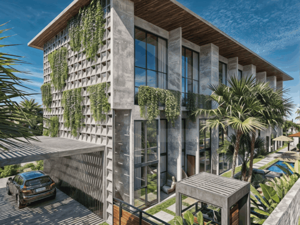 Outside view of trendy lofts in Ubud