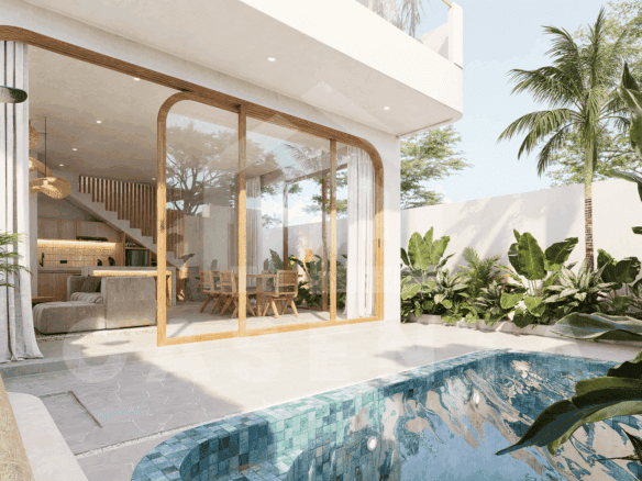 Private pool and outdoor lounge at Balangan Bali villa